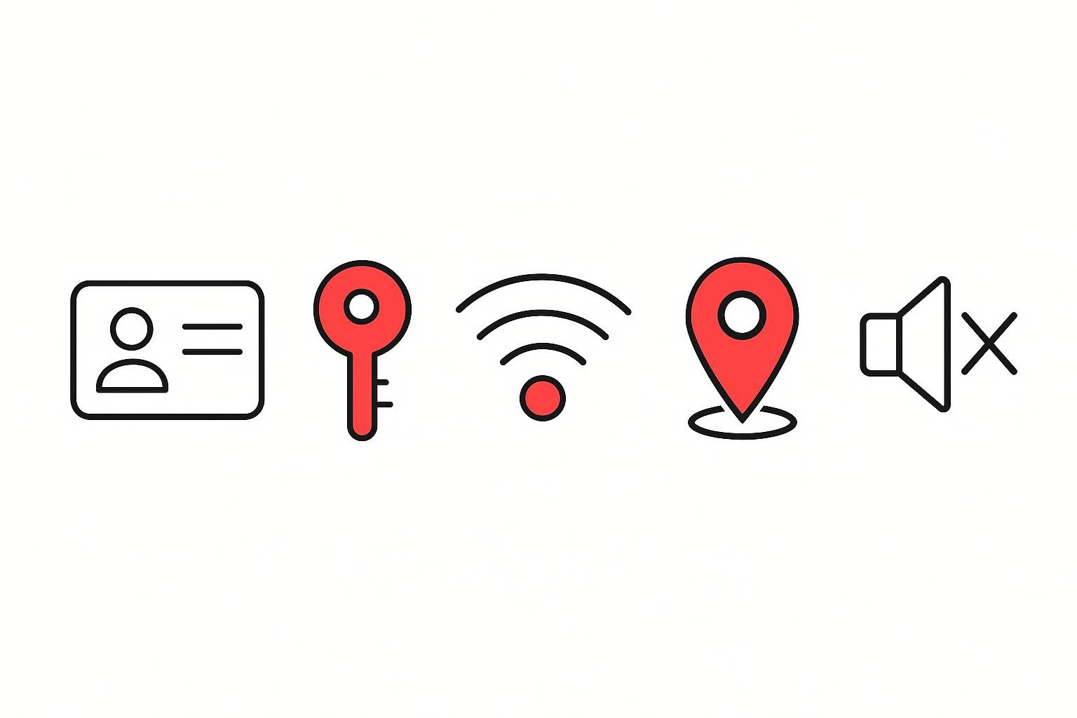 Simple line icons representing the five tasks a late-night check-in must complete