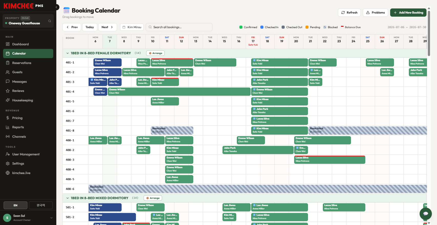 Booking calendar